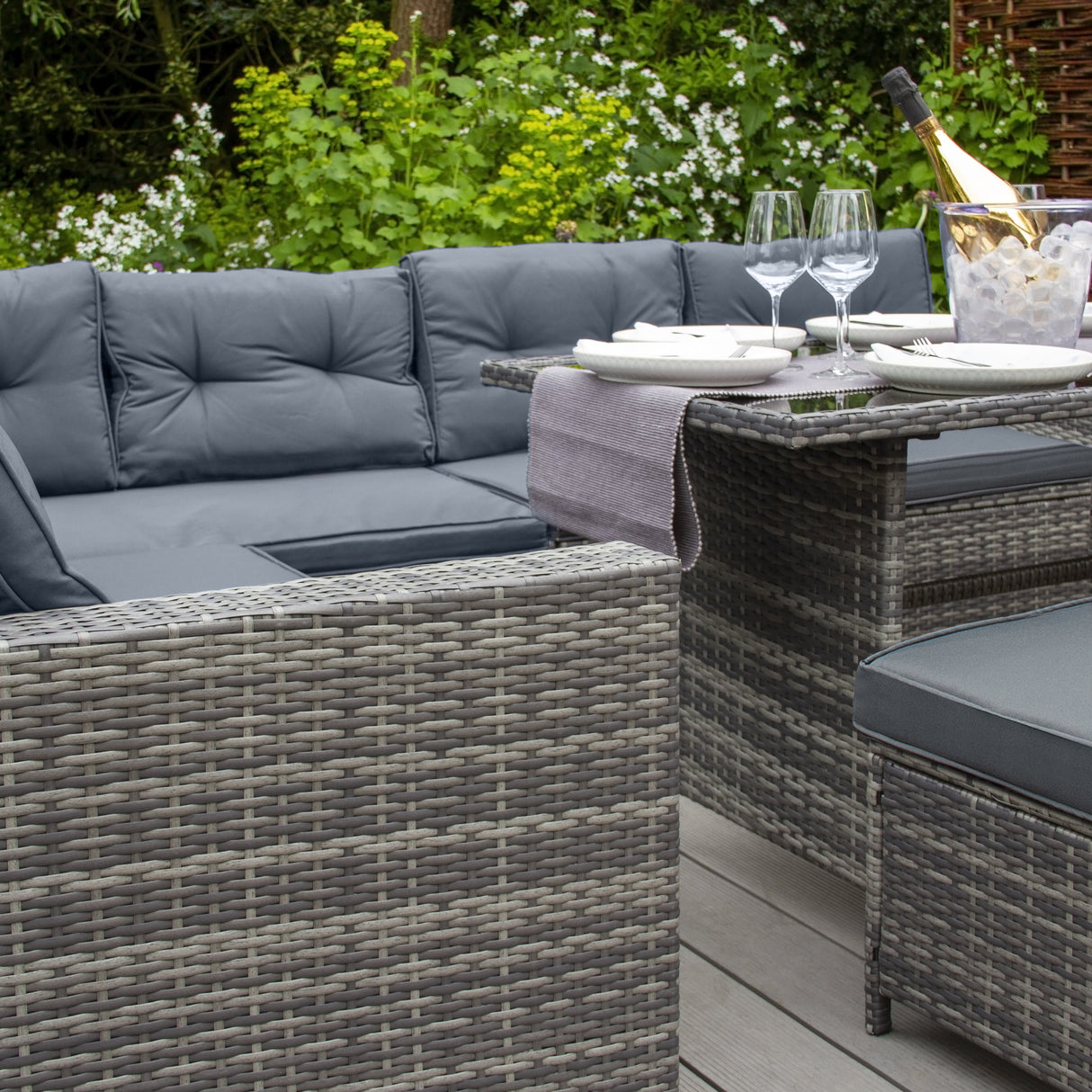 Salon de Jardin en Rotin 9 Personnes – Gris