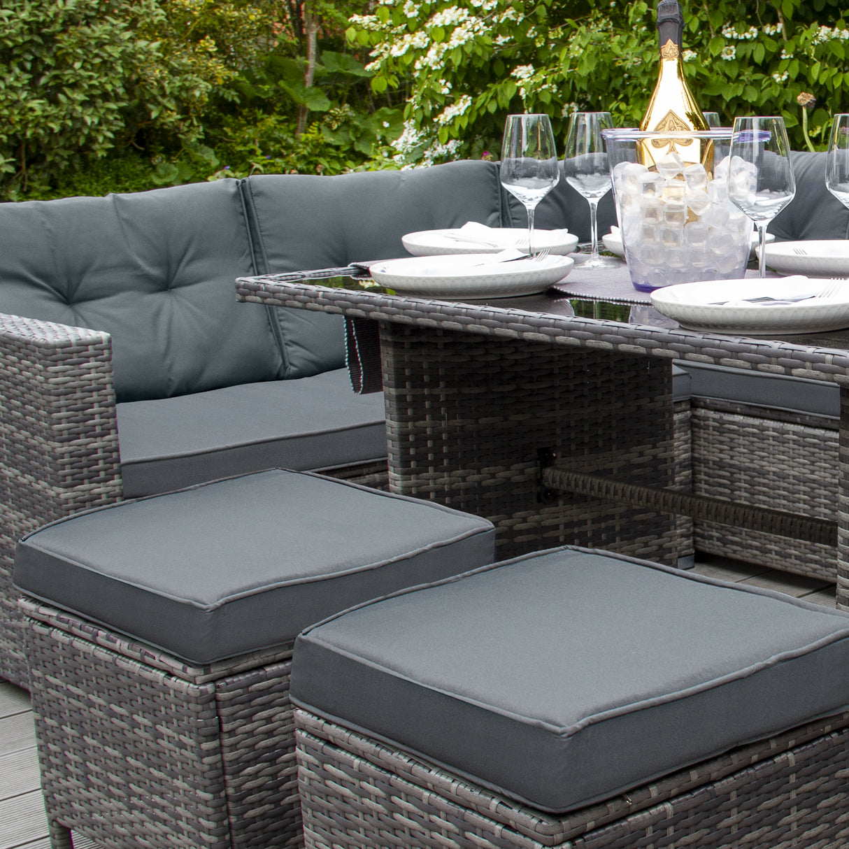 Salon de Jardin en Rotin 9 Personnes – Gris