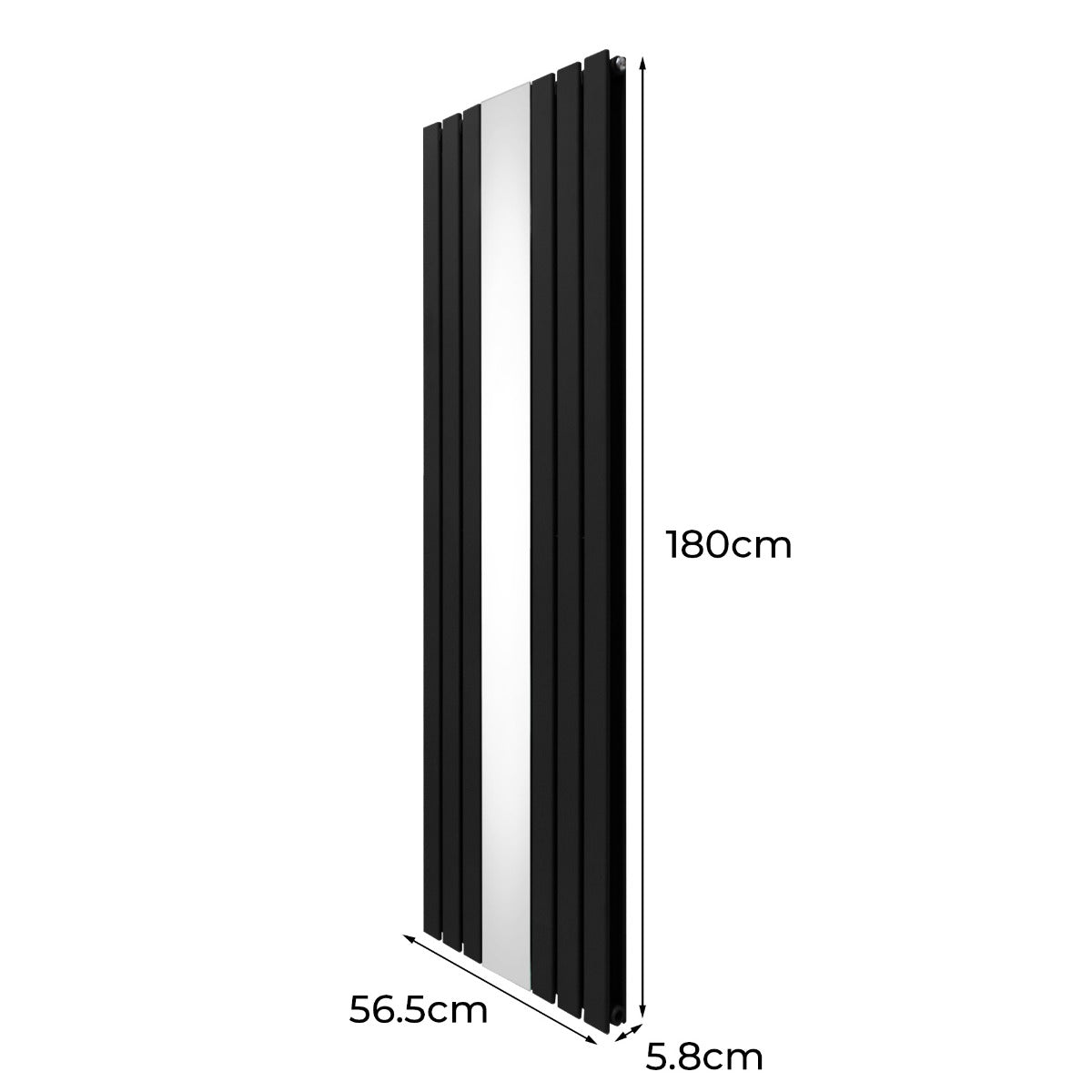 Radiateur Plat avec Miroir - 1800mm x 565mm – Noir