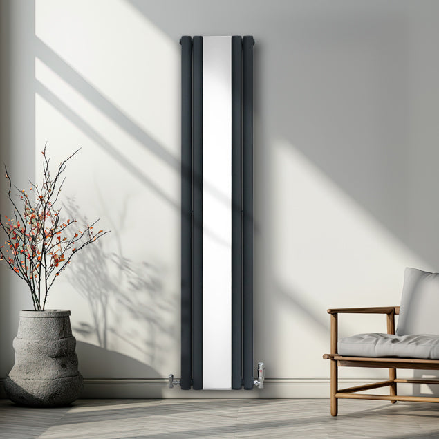 Radiateur à Colonne Ovale avec Miroir - 1800mm x 380mm – Gris Anthracite