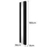 Radiateur à Colonne Ovale avec Miroir - 1800mm x 380mm – Noir