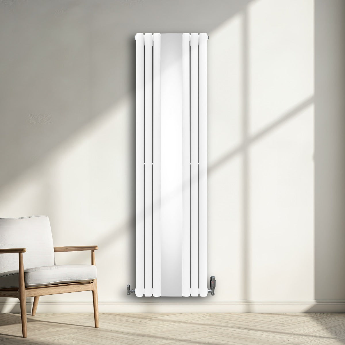 Radiateur à Colonne Ovale avec Miroir - 1800mm x 500mm – Blanc