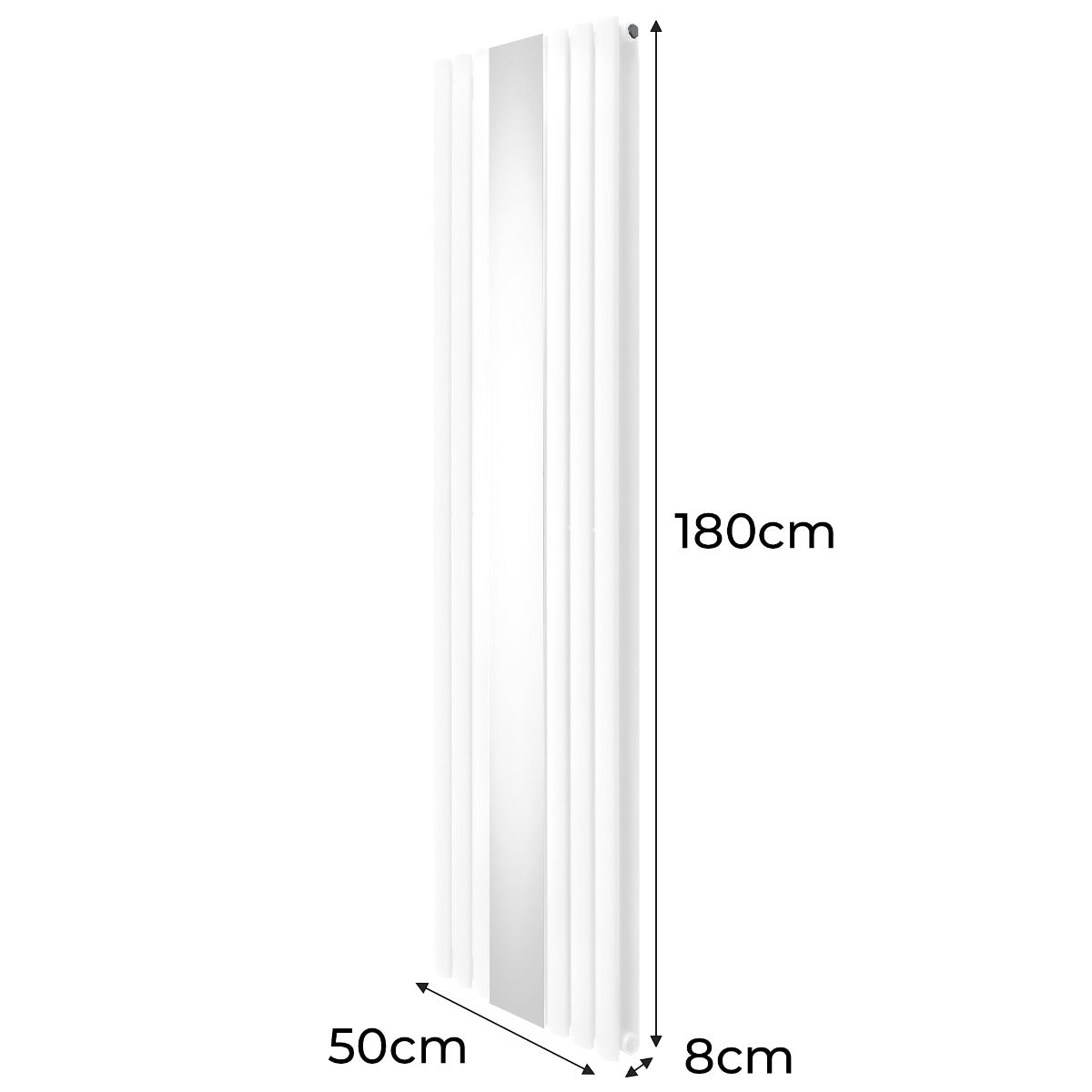 Radiateur à Colonne Ovale avec Miroir - 1800mm x 500mm – Blanc