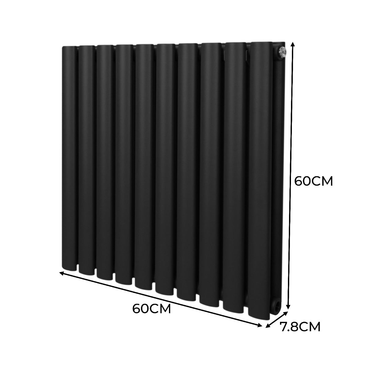 Radiateur à Colonne Ovale - 600mm x 600mm – Noir