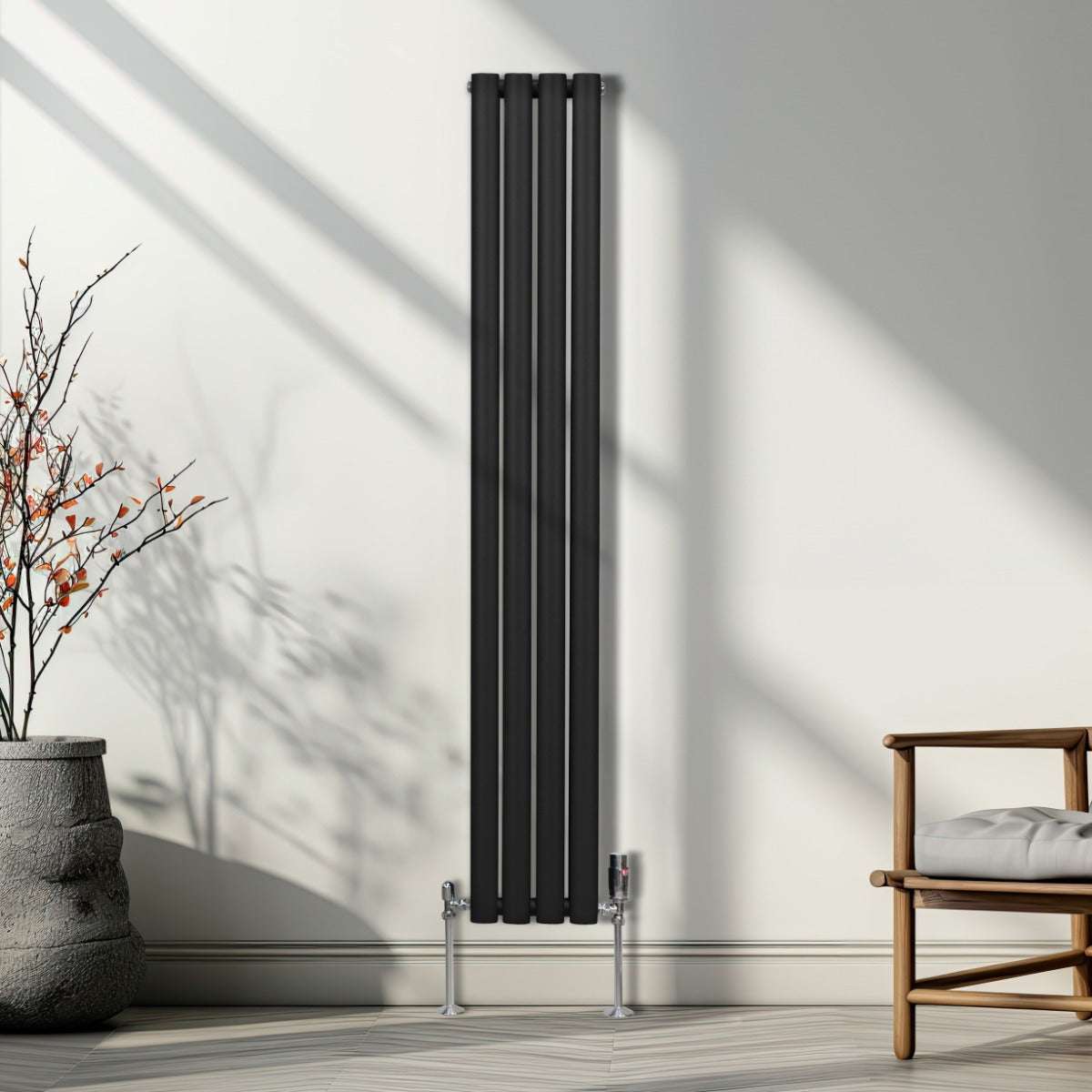 Radiateur à Colonne Ovale - 1600mm x 240mm – Noir