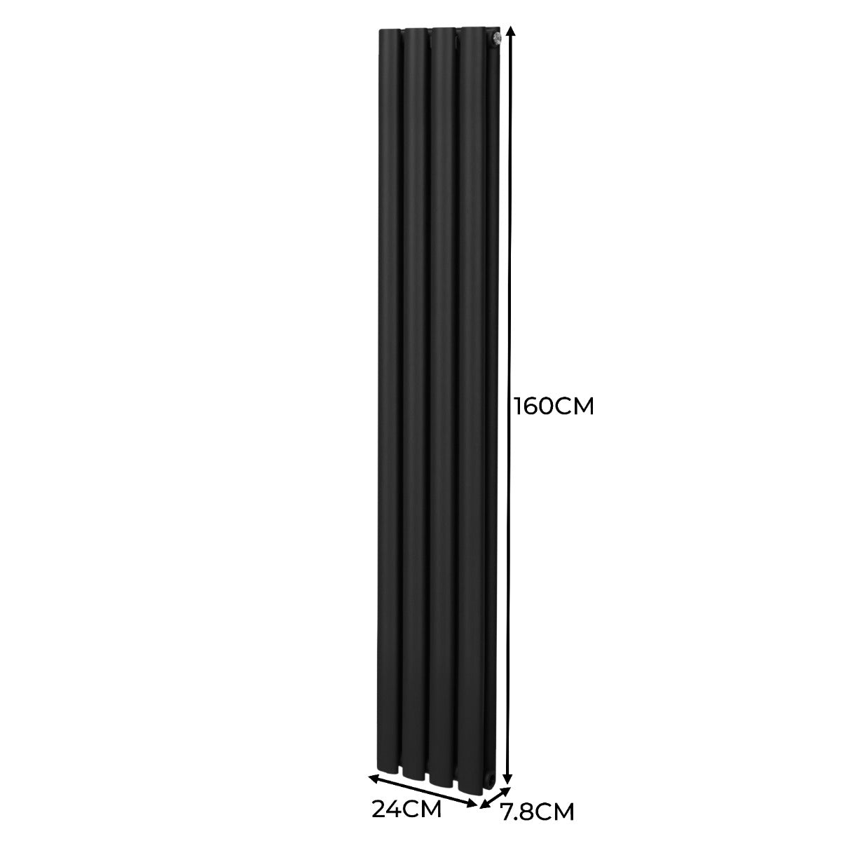 Radiateur à Colonne Ovale - 1600mm x 240mm – Noir