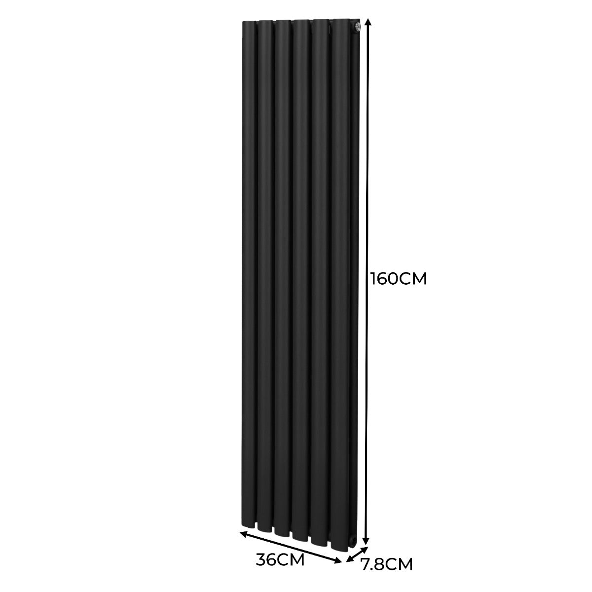 Radiateur à Colonne Ovale - 1600mm x 360mm – Noir