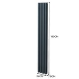 Radiateur à Colonne Ovale - 1800mm x 240mm – Gris Anthracite