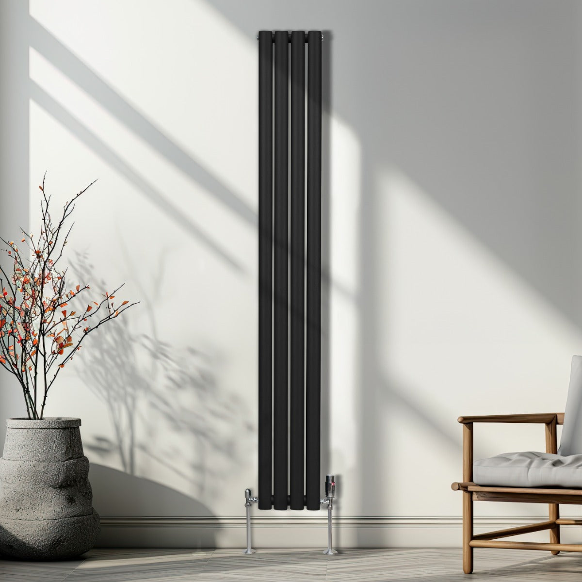 Radiateur à Colonne Ovale - 1800mm x 240mm – Noir