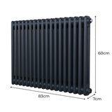 Radiateur Traditionnel à Double Colonne – 600 x 832 mm – Gris Anthracite