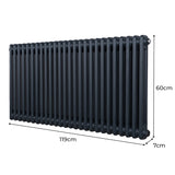 Radiateur Traditionnel à Double Colonne – 600 x 1192 mm – Gris Anthracite