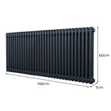 Radiateur Traditionnel à Double Colonne – 600 x 1462 mm – Gris Anthracite