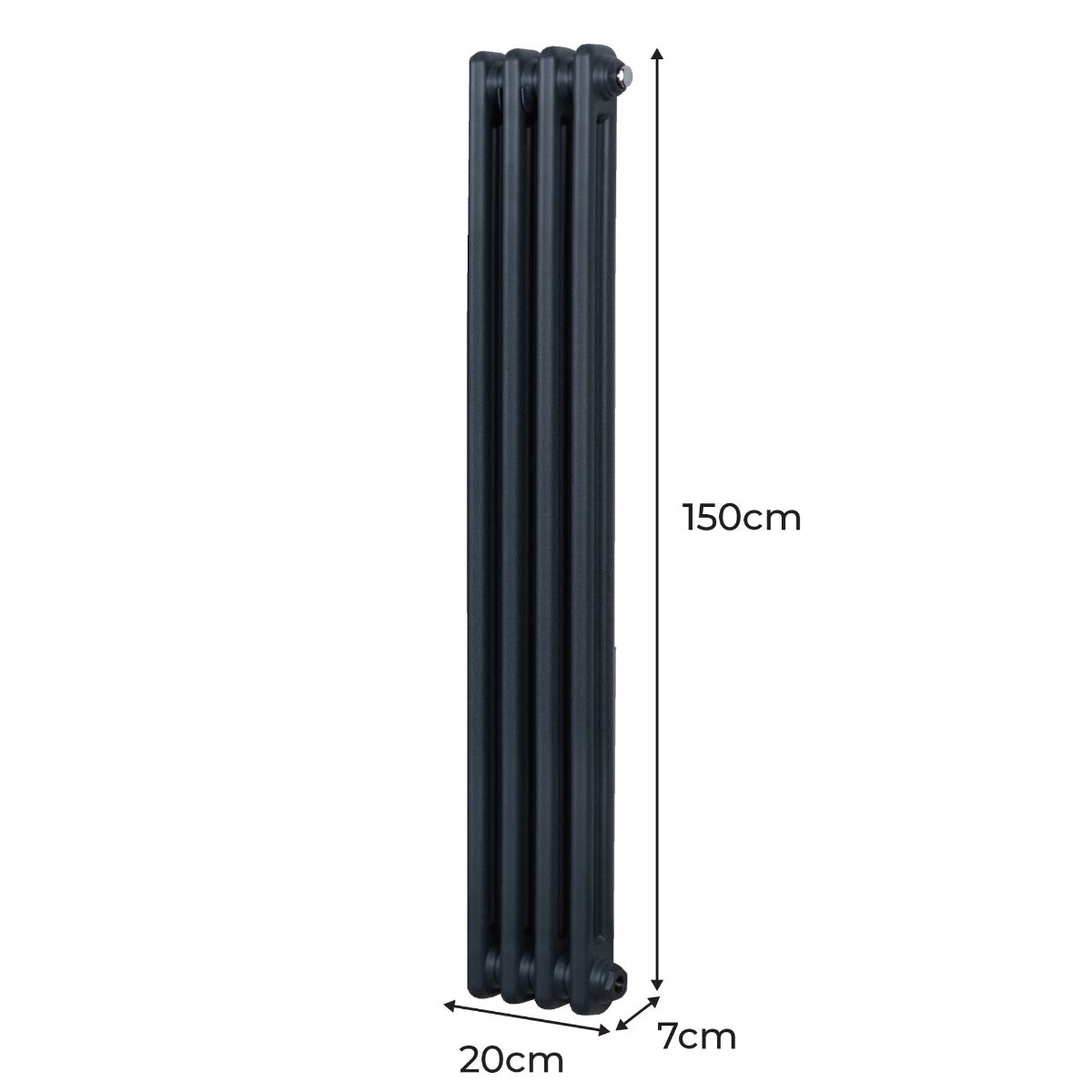 Radiateur Traditionnel à Double Colonne – 1500 x 202 mm – Gris Anthracite