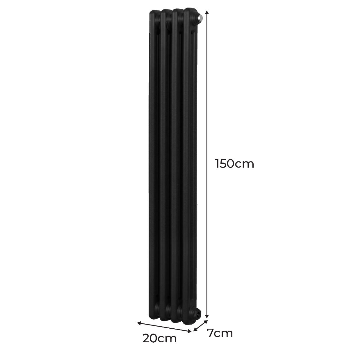 Radiateur Traditionnel à Double Colonne – 1500 x 202 mm – Noir