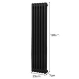 Radiateur Traditionnel à Double Colonne – 1500 x 292 mm – Noir