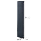 Radiateur Traditionnel à Double Colonne – 1800 x 292 mm – Gris Anthracite