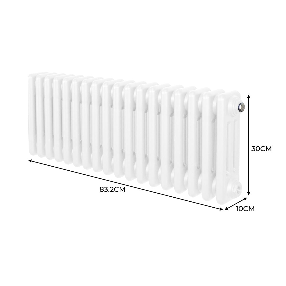 Radiateur Traditionnel à Triple Colonne – 300 x 832 mm – Blanc