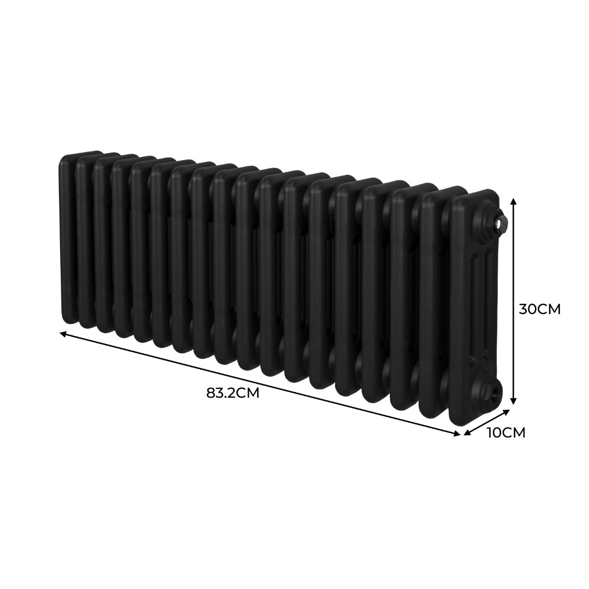 Radiateur Traditionnel à Triple Colonne – 300 x 832 mm – Noir