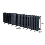 Radiateur Traditionnel à Triple Colonne – 300 x 1192 mm – Gris Anthracite