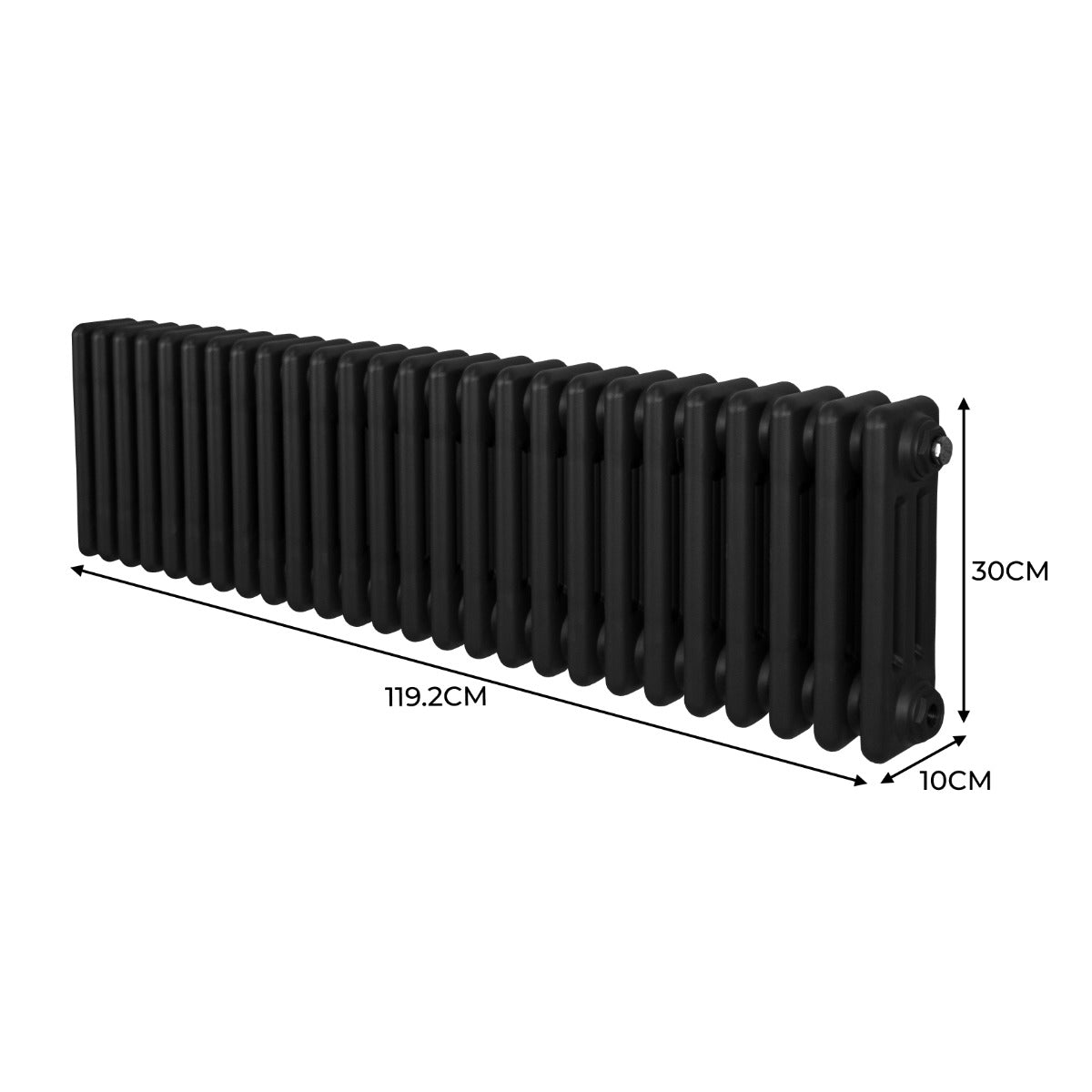 Radiateur Traditionnel à Triple Colonne – 300 x 1192 mm – Noir