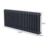 Radiateur Traditionnel à Triple Colonne – 600 x 1192 mm – Gris Anthracite