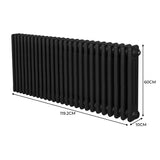 Radiateur Traditionnel à Triple Colonne – 600 x 1192 mm – Noir