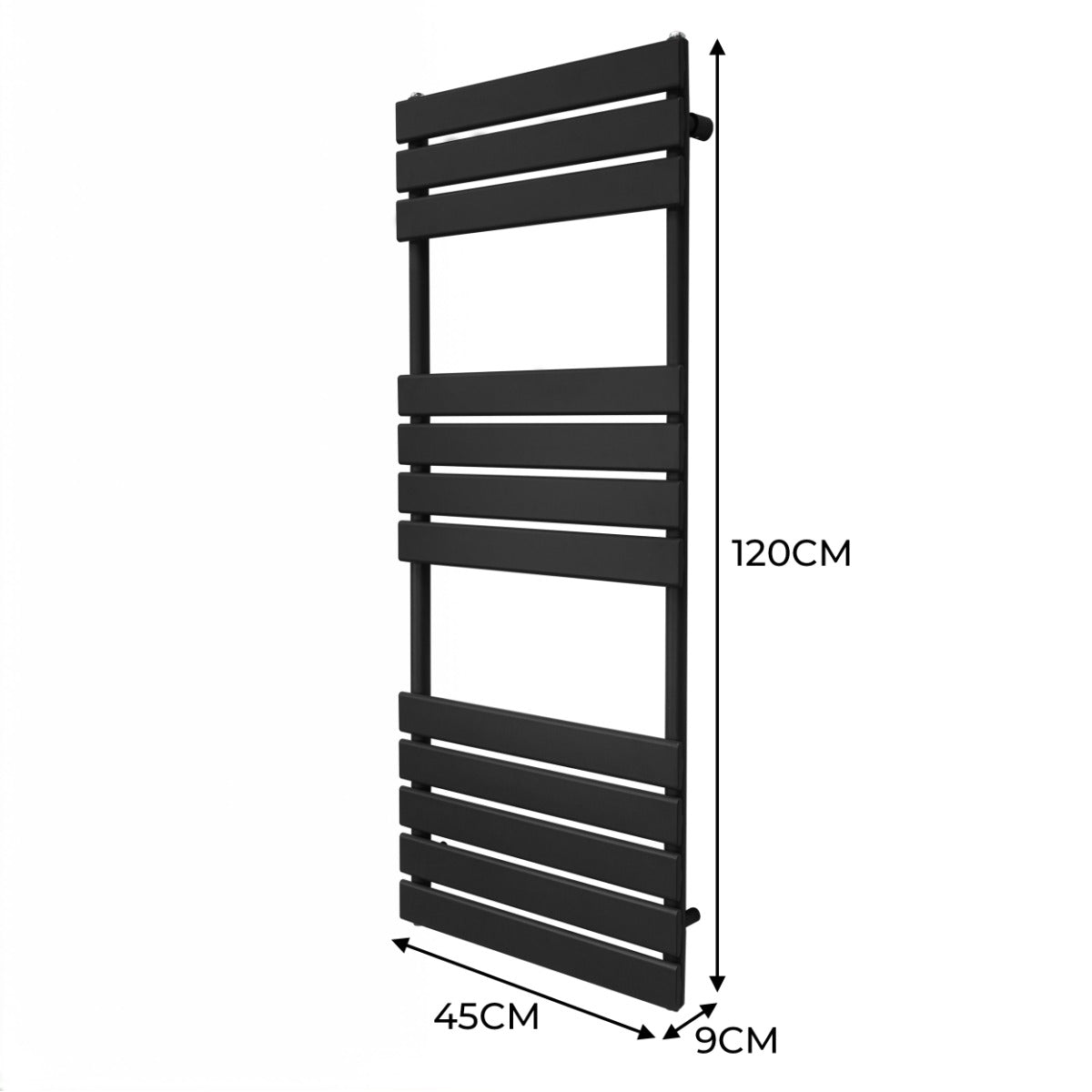 Radiateur Sèche-Serviettes à Panneau Plat – 1200mm x 450mm – Noir