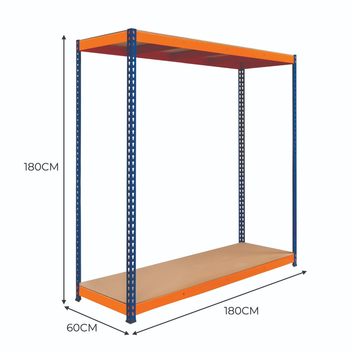 S-Rax Rayonnage à 2 Étagères – 180 cm x 180 cm x 60 cm