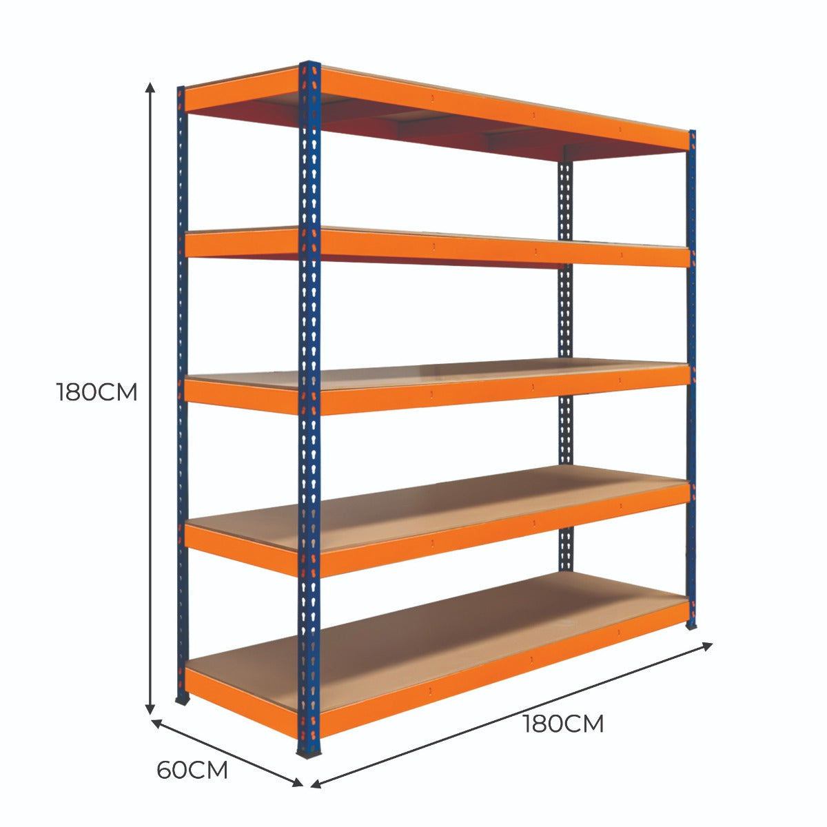 S-Rax Rayonnage à 5 Étagères – 180 cm x 180 cm x 60 cm