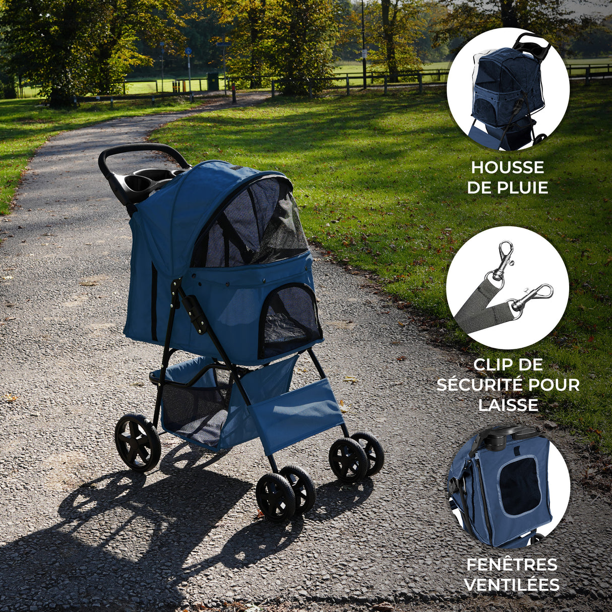 Poussette pour Animal de Compagnie – Bleu