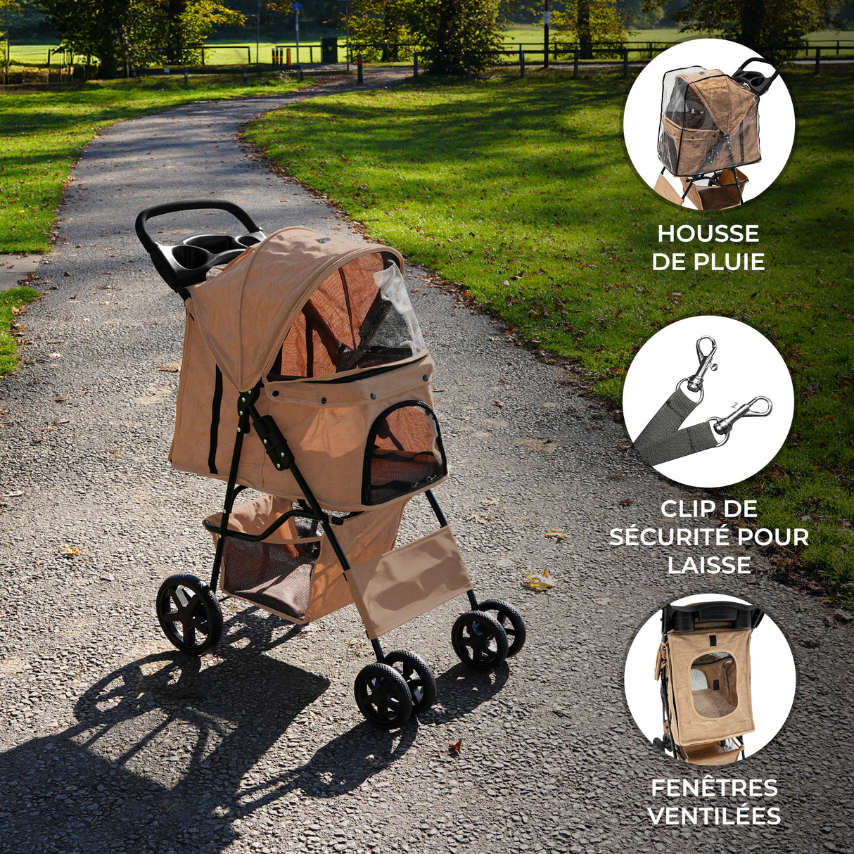 Poussette pour Animal de Compagnie – Beige