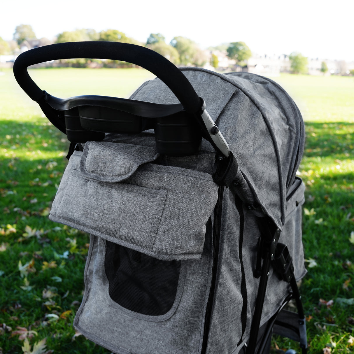 Poussette pour Animal de Compagnie et Sac Caddy – Gris tissé