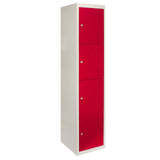 3 x Casiers Rangement Acier - Quatres Portes, Rouge