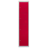 3 x Casiers Rangement Acier - Quatres Portes, Rouge