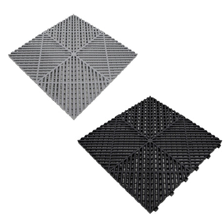 Carrelage de Sol Ventilé Pour Garage Avec Bordure (60 x Noir & 60 Gris)