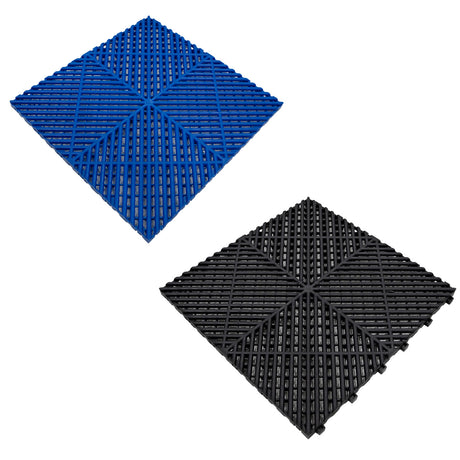 Carrelage de Sol Ventilé Pour Garage Avec Bordure (60 x Noir & 60 Bleu)