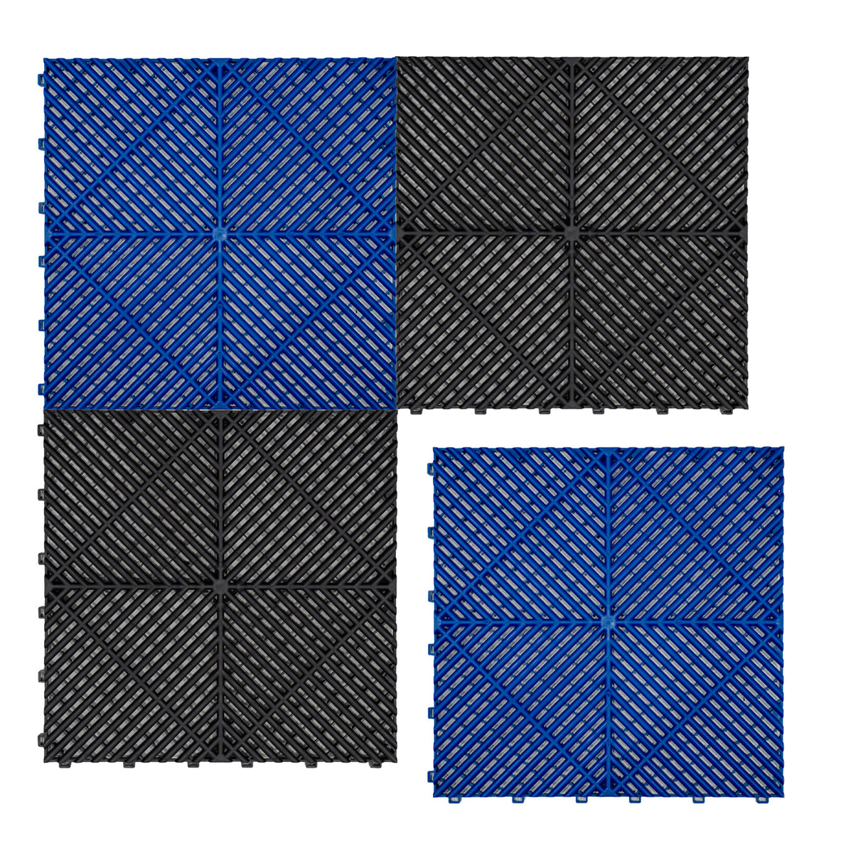 Carrelage de Sol Ventilé Pour Garage Avec Bordure (60 x Noir & 60 Bleu)