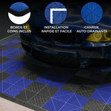 Carrelage de Sol Ventilé Pour Garage Avec Bordure (60 x Noir & 60 Bleu)