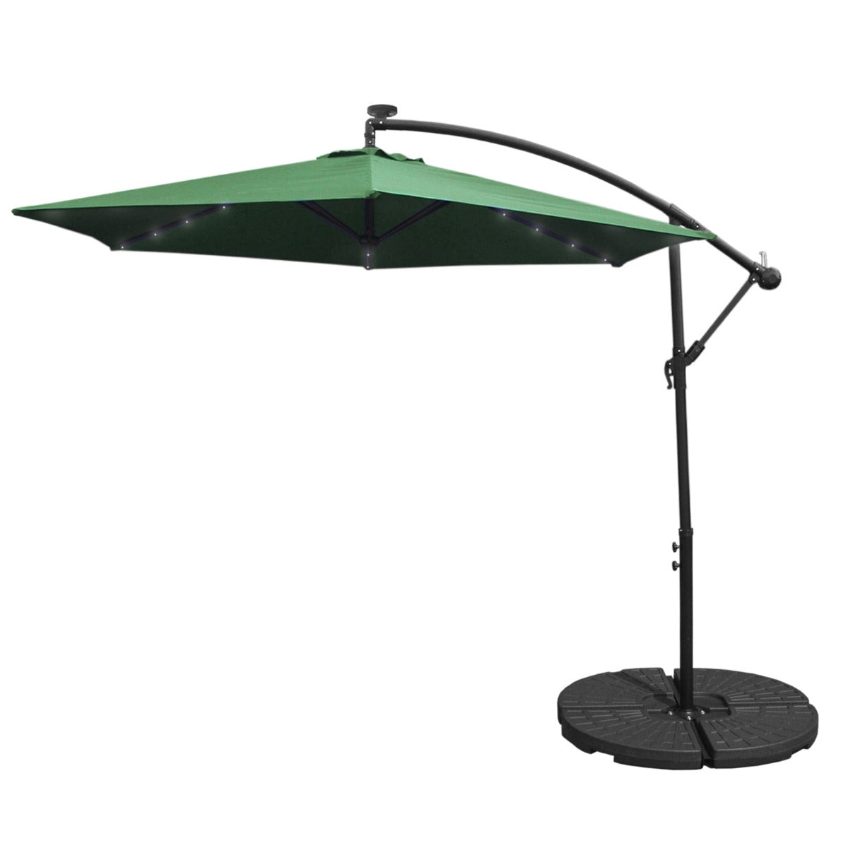 Parasol Vert  3m avec LED's Intégrés avec Base Ronde