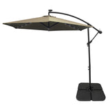 Parasol Beige 3m avec LED's Intégrés avec Base Carrée