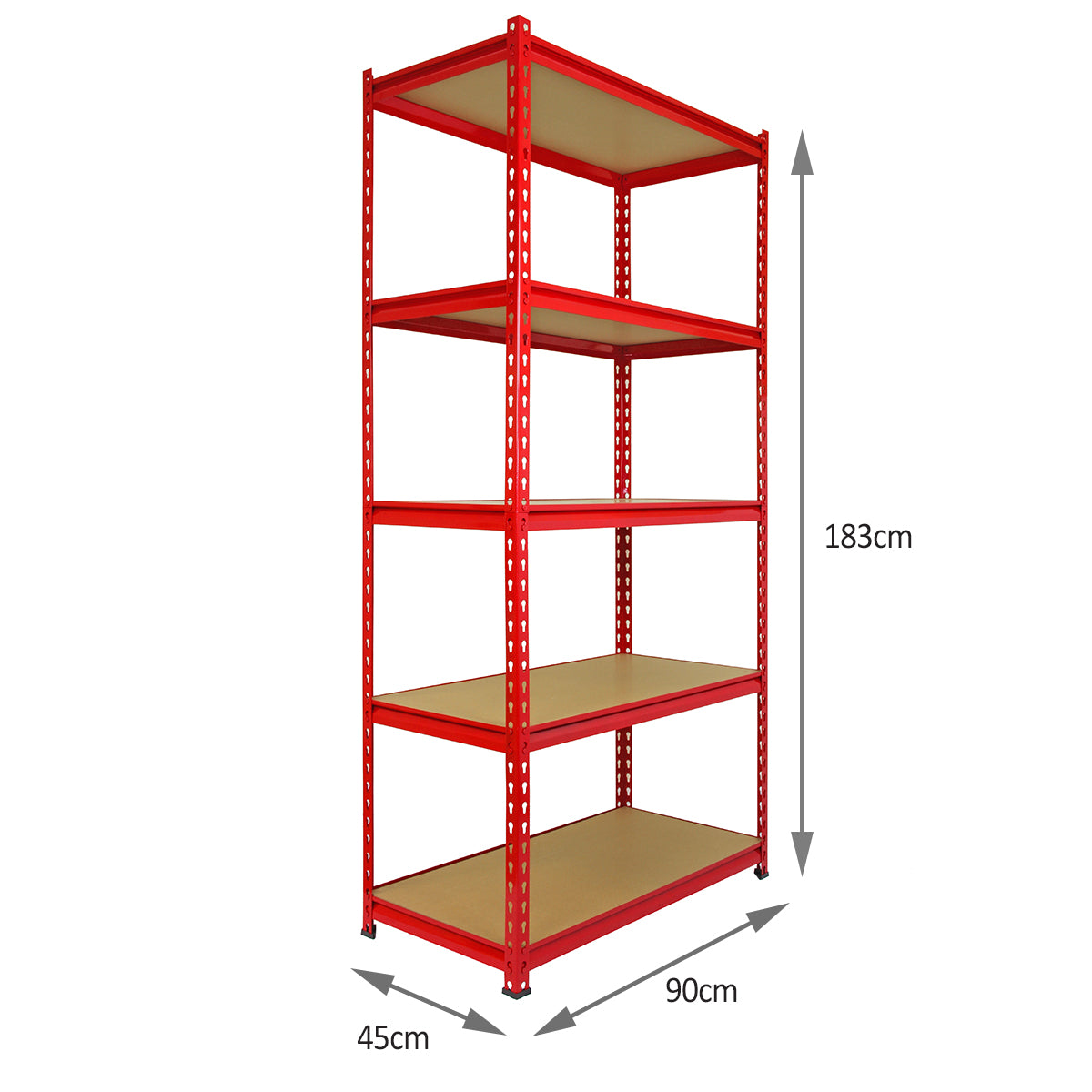 Monster Racking 1 Rayonnage d'Angle Z-Rax Rouge et 4 Rayonnages Z-Rax Rouges en Acier Sans Boulons 90cm x 45cm x 183cm