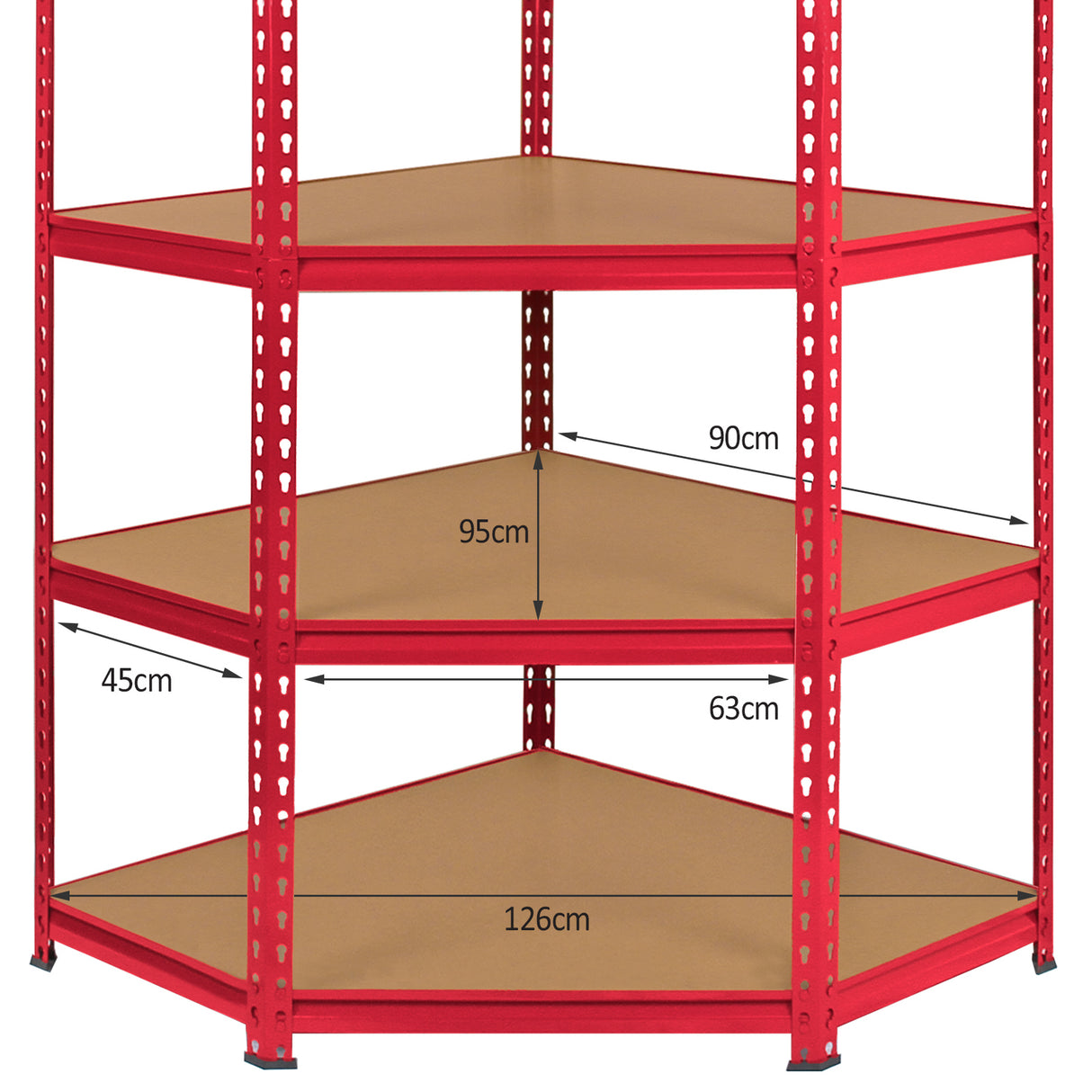 Monster Racking - Rayonnage d'Angle Z-Rax en Acier Sans Boulons Rouge 90cm x 45cm x 183cm