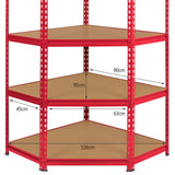 Monster Racking - Rayonnage d'Angle Z-Rax en Acier Sans Boulons Rouge 90cm x 45cm x 183cm