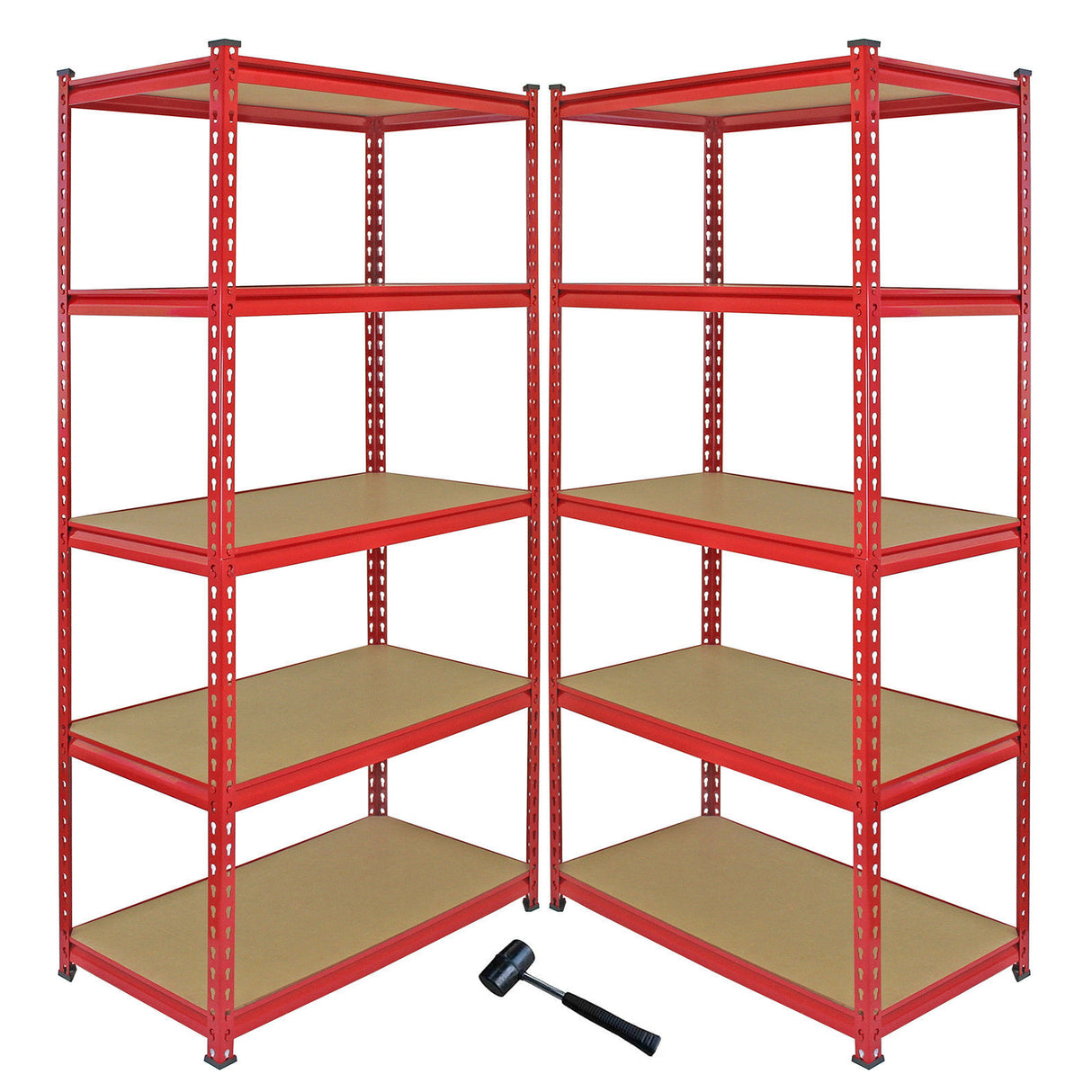 Monster Racking 1 Rayonnage d'Angle Z-Rax Rouge & 2 Rayonnages Z-Rax Rouges en Acier Sans Boulons 90cm x 45cm x 183cm