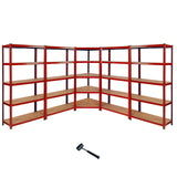 Monster Racking 1 Rayonnage d'Angle Z-Rax Rouge et 4 Rayonnages Z-Rax Rouges en Acier Sans Boulons 90cm x 45cm x 183cm