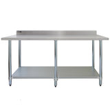 Table de Travail pour Cuisine en Inox - 210 cm