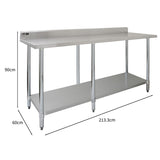 Table de Travail pour Cuisine en Inox - 210 cm