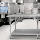 Table de Travail pour Cuisine en Inox - 210 cm