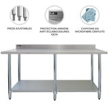 Table de Travail pour Cuisine en Inox - 210 cm