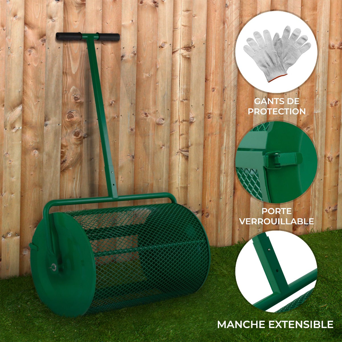 Rouleau Epandeur à Compost 80 L – Vert